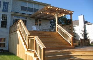 Cedar Deck with Grand Stairs and Pergola Crystal Lake IL
