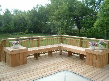 Cedar Deck with Corner Bench and End Tables Huntley IL