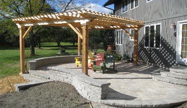 Custom Cedar Pergola and Paver Patio Lake Villa