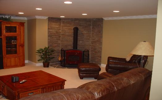 Basement with Fireplace