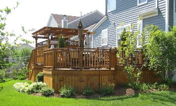 Deck with hot tub enclosure and pergola Elgin IL