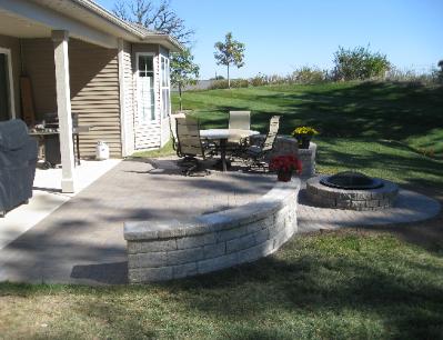 Patio with firepit Huntley IL