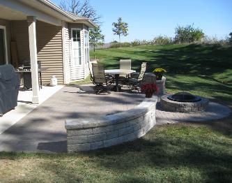 Patio with seatwall