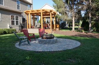 Paver Patio with Fire pit Trex Deck and Cedar Gazebo and Pergola Carpentersville