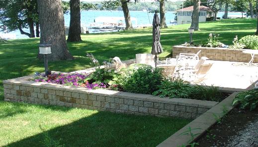 Paver Patio with Surrounding Garden Wall