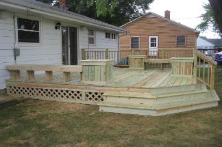 Pressure Treated Deck With Benches and Planters McHenry IL