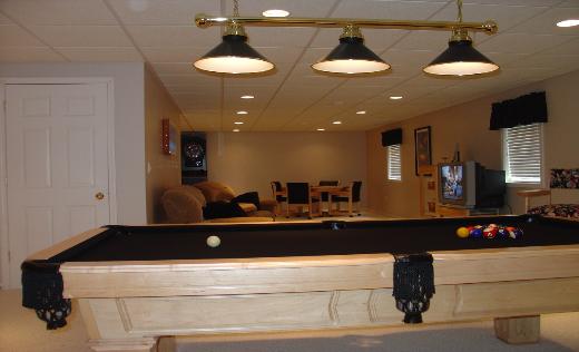 Finished basement with pool table