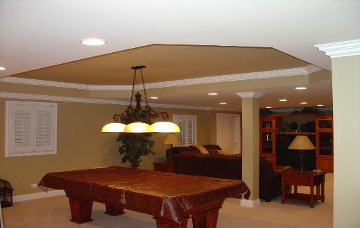 Custom basement with Tray Ceiling Elmhurst IL