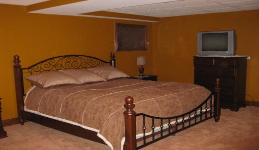 Guest bedroom in finished basement
